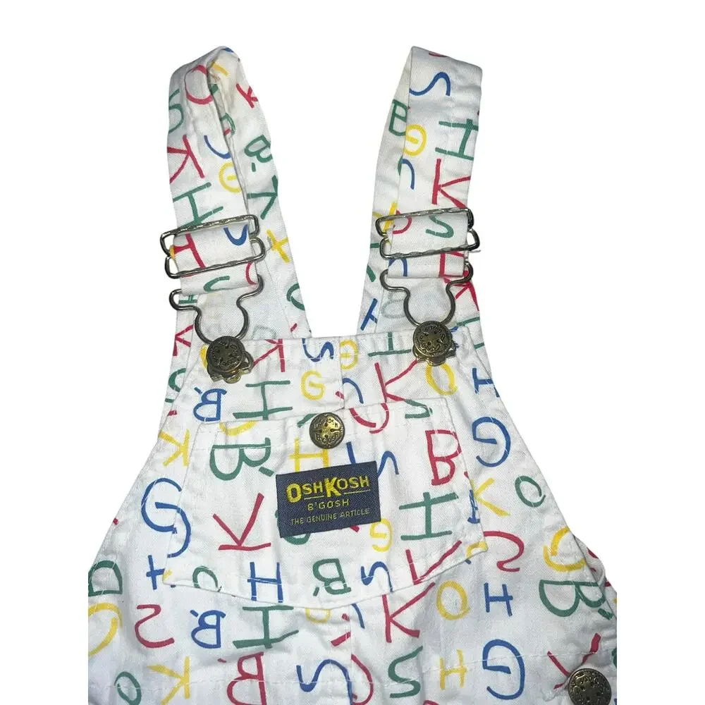 Vintage 90s OshKosh B'Gosh Vintage bib Overalls Osh spell out Print AOP size 3